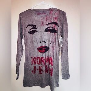 Norma Jeane Gray and Red Graphic T-Shirt